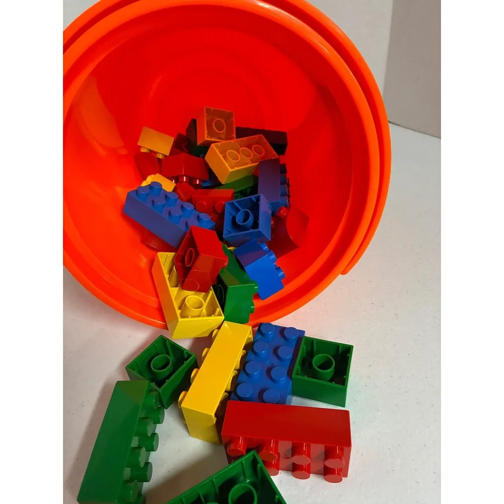 Vintage Tyco Super Blocks Building Set in Orange Storage Bucket Mixed Lot
